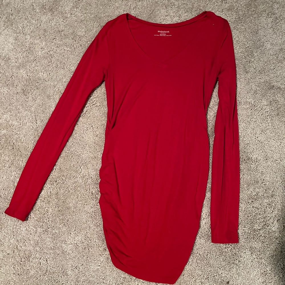 Motherhood maternity red v neck long sleeve